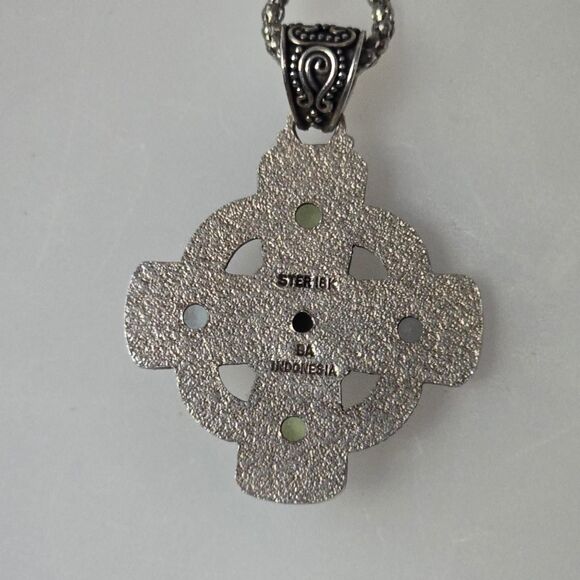 BALI SUARTI Vintage 925 Sterling Silver 18K Gold Celtic cross - Picture 3 of 5